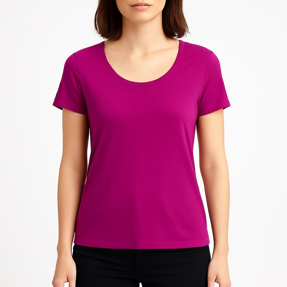 Banana Republic Magenta Supima Cotton Scoop Neck Tee - Size S